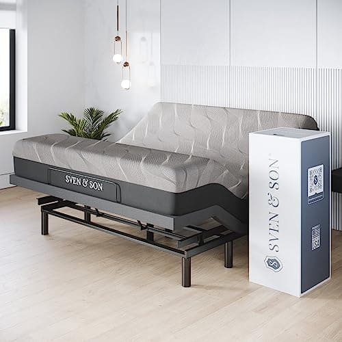 Adjustable Bed Base with Massage, USB, Gel Memory Foam - King Size 14 inch Mattress