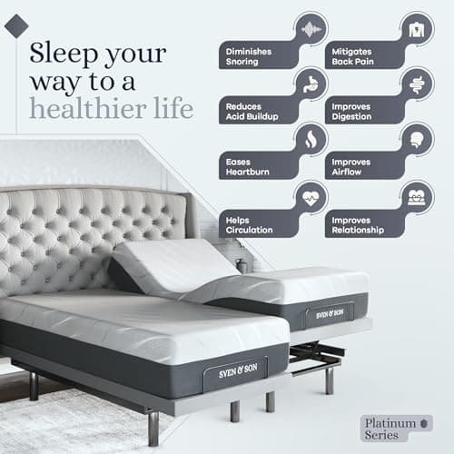 Sven & Son Split King Platinum Bed Base with Hybrid Spring Mattress, Massage & Lumbar Support