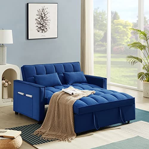 Oversized 3-in-1 Queen Size Velvet Sleeper Sofa Bed Lounge