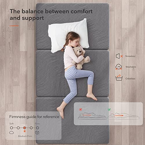 Sweetnight Folding Mattress Twin XL - Portable, Breathable & Compact Grey