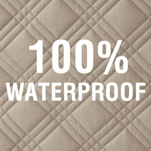H.VERSAILTEX Waterproof Futon Slipcover Armless Black/Beige Pet Proof with Elastic Strap