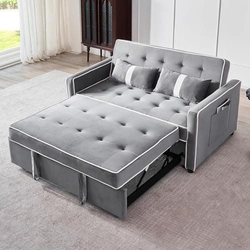 3 in 1 Pull-Out Sofa Bed with Adjustable Backrest - Grey