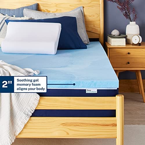 Sleep Innovations 2 Inch Cooling Gel Memory Foam Mattress Topper, Queen, Medium Support