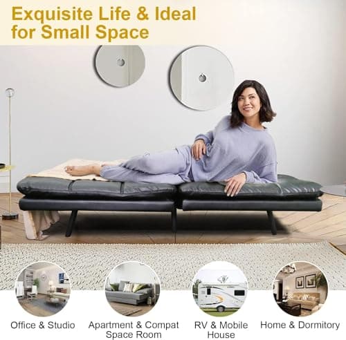 Memory Foam Convertible Futon Sofa Bed Black