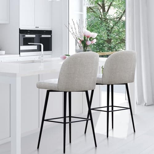 360°Swivel Performance Fabric Counter Height Barstools, Set of 2, Beige