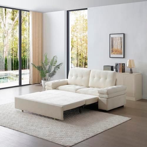 66" Oversized Reclining Futon Couch Bed with Velvet Upholstery Queen Size Daybed Loveseat