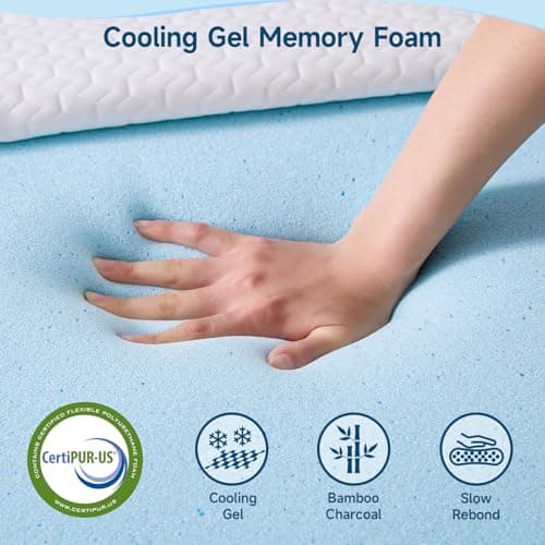 CertiPUR-US & Oeko-Tex Certified 2" Cooling Gel Memory Foam Mattress Topper