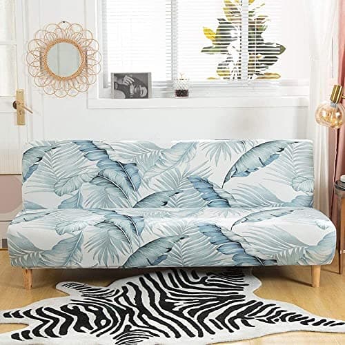ELEOPTION Full Size Stretch Slipcover for Armless Sofa Bed Black/White