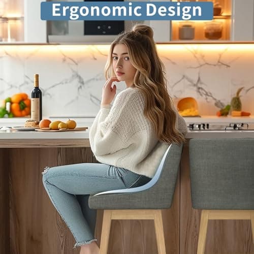 Swivel Counter Height Bar Stools Set of 2 for Kitchen - Dark Grey, 26 H