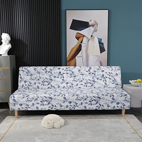 LiveGo Elastic Bottom Futon Slipcover for Stretch Folding Sofa Bed, Printed Couch Cover Protection