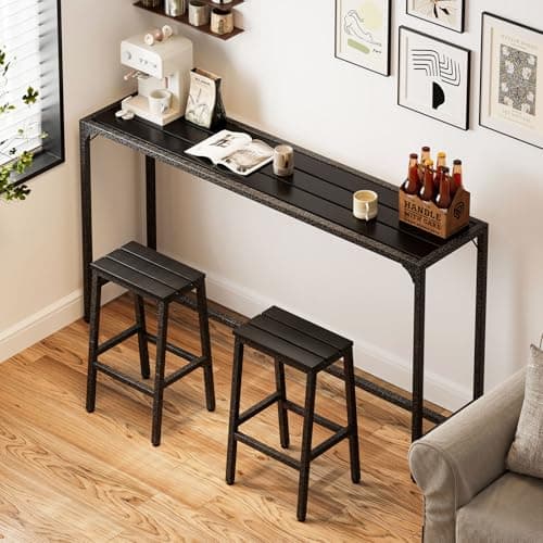 ODK Weather Resistant 26 Inch Outdoor Bar Stool Set, Black