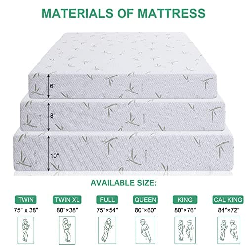 Cooling Gel Memory Foam Twin XL Mattress with Bamboo Cover, 8 Inch