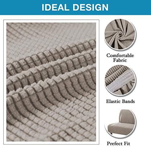 Flamingo P Stretch Taupe Futon Couch Covers with Elastic Bottom