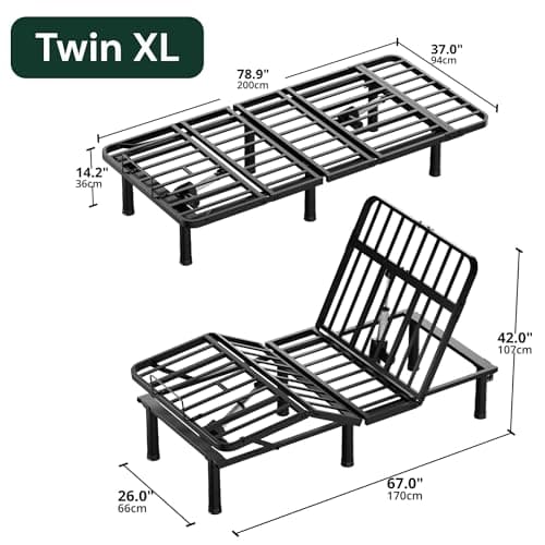 SunsGrove Twin XL Adjustable Bed Frame with Wireless Remote and Memory Pre-Sets