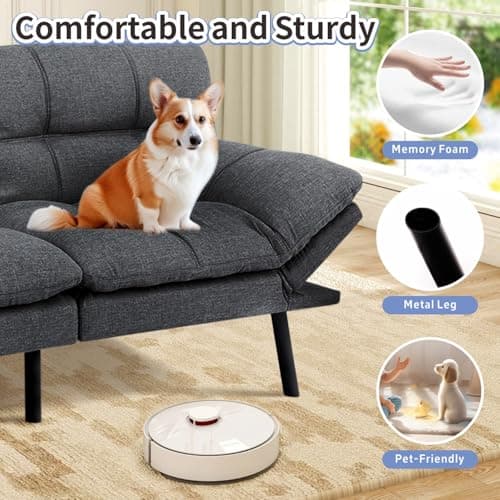 MUUEGM Memory Foam Futon Sofa Bed for Compact Spaces