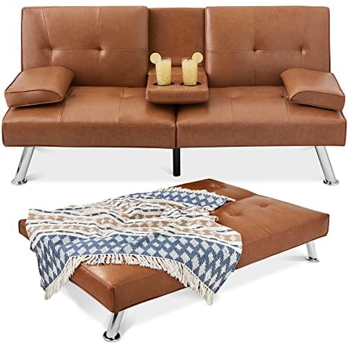 Best Choice Products Black Modern Convertible Futon with Adjustable Sleeper and Removable Arms