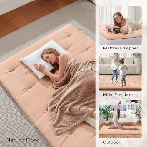 Khaki Japanese Foldable Futon Mattress Queen Size 60"x80"