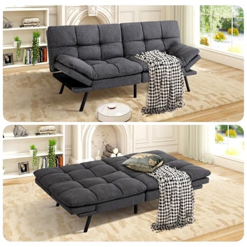 MUUEGM Memory Foam Futon Sofa Bed for Compact Spaces