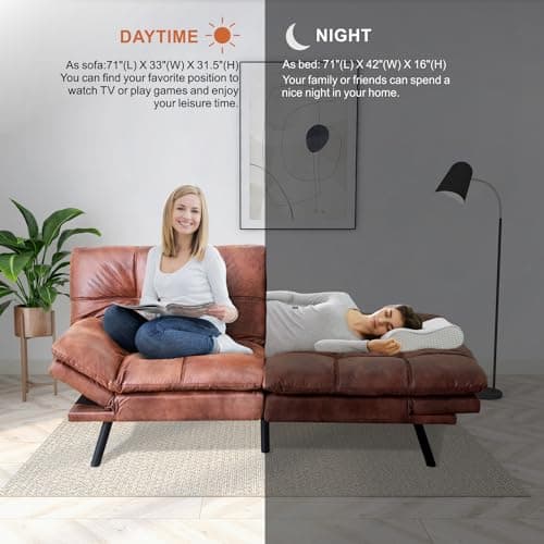 MUUEGM Futon Couch with Memory Foam Backrest - Perfect for Studios, Apartments, Dormitories, Offices, and Game Rooms.