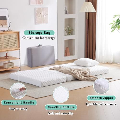 Jela Trifold Memory Foam Foldable Mattress 53"x75"x4"