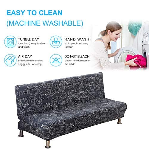 Armless Futon Slipcovers Stretch Sofa Bed Cover with Printed Design