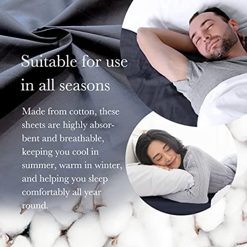 100% Japanese Cotton Futon Sheets, Dark Gray Queen, Made in Japan