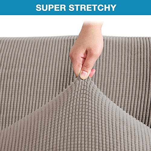 Flamingo P Stretch Taupe Futon Couch Covers with Elastic Bottom