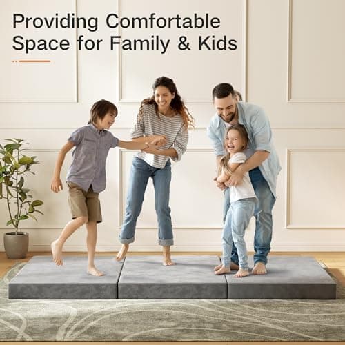 PurrJoys 4 Inch Tri-Folding Memory Foam Mattress, Foldable for Guests & Travel