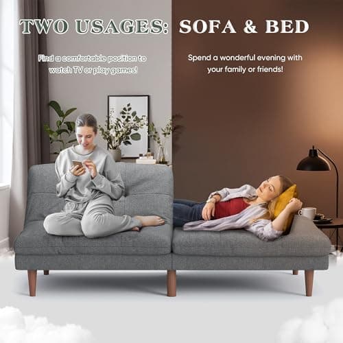 Furmax Dark Grey Adjustable Back Futon Sofa Bed for Small Spaces