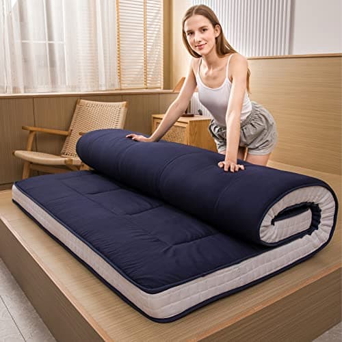 MAXYOYO Japanese Quilted Futon Mattress, Extra Thick & Breathable Guest Bed for Camping & Couch Lounger, Green, Twin