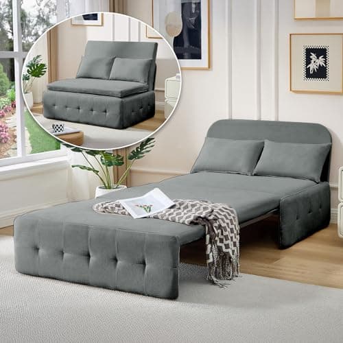 3-in-1 Dark Gray Convertible Sofa Bed, Pull-Out Twin Sleeper Couch for Living/Bedroom