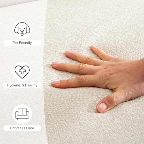 MUUEGM Beige 79.3" Convertible Memory Foam Sofa Bed with Adjustable Backrests