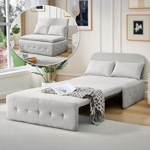 3-in-1 Dark Gray Convertible Sofa Bed, Pull-Out Twin Sleeper Couch for Living/Bedroom