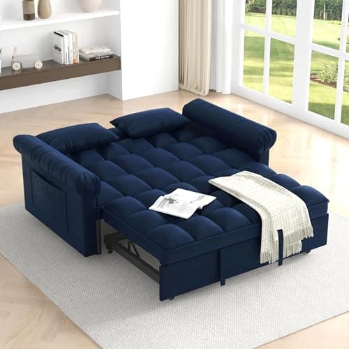 Oversized 3-in-1 Queen Size Velvet Sleeper Sofa Bed Lounge