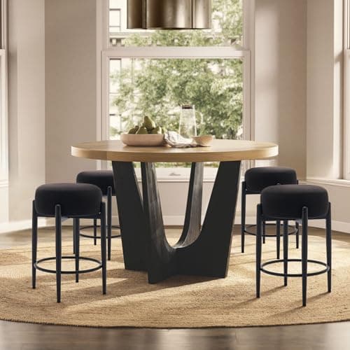 COLAMY Modern 24" Counter Height Backless Bar Stool Set of 4, Black