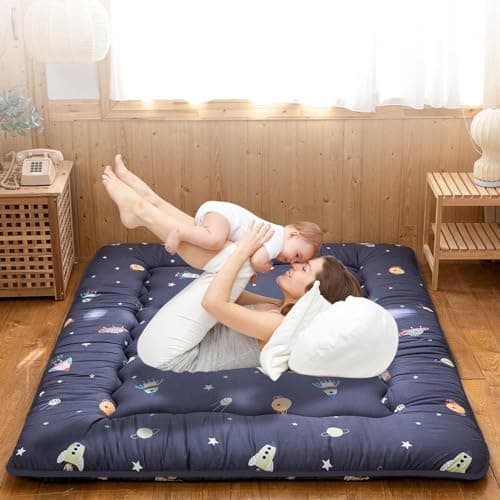 QQP Japanese Foldable Futon Mattress - Queen, Thicker Tatami Pad for Adults & Kids
