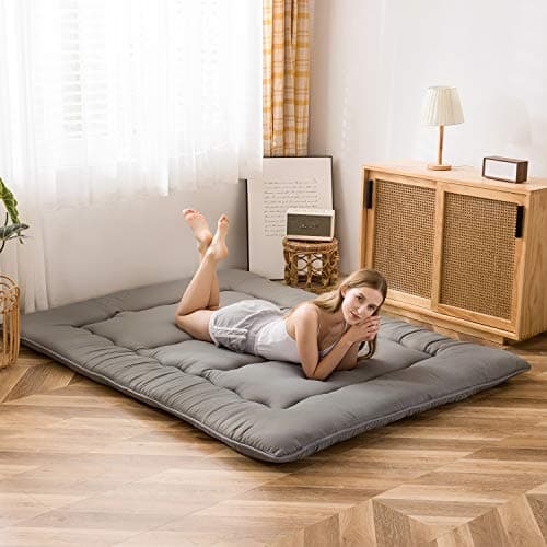 MAXYOYO Japanese Thicken Tatami Mattress, Charcoal Grey, Queen Size