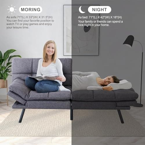MUUEGM Grey Futon Sofa Bed Couch