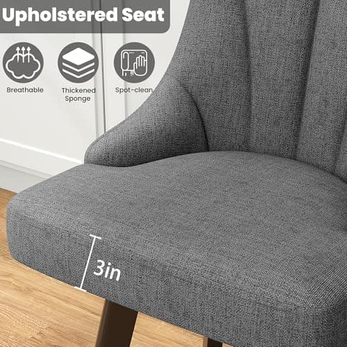 Dark Gray Fabric Upholstered Counter Height Bar Stools with Back, Set of 2