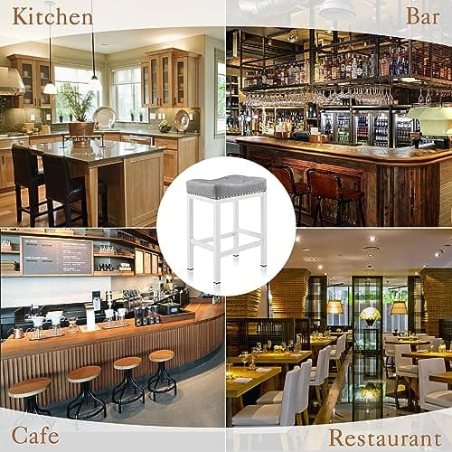 LUE BONA Light Gray 24" Backless Bar Stools for Kitchen Counter