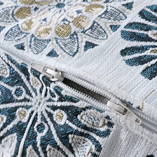OctoRose Full Size Chenille Ivory Navy Futon Cover (Chenille-Beige-Circle)