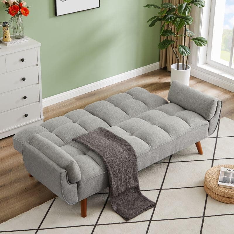 Fangflower Velvet Futon Sofa Bed with Adjustable Backrest