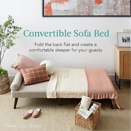 Best Choice Products Black Mid-Century Modern Upholstered Futon Convertible Sofa Bed
