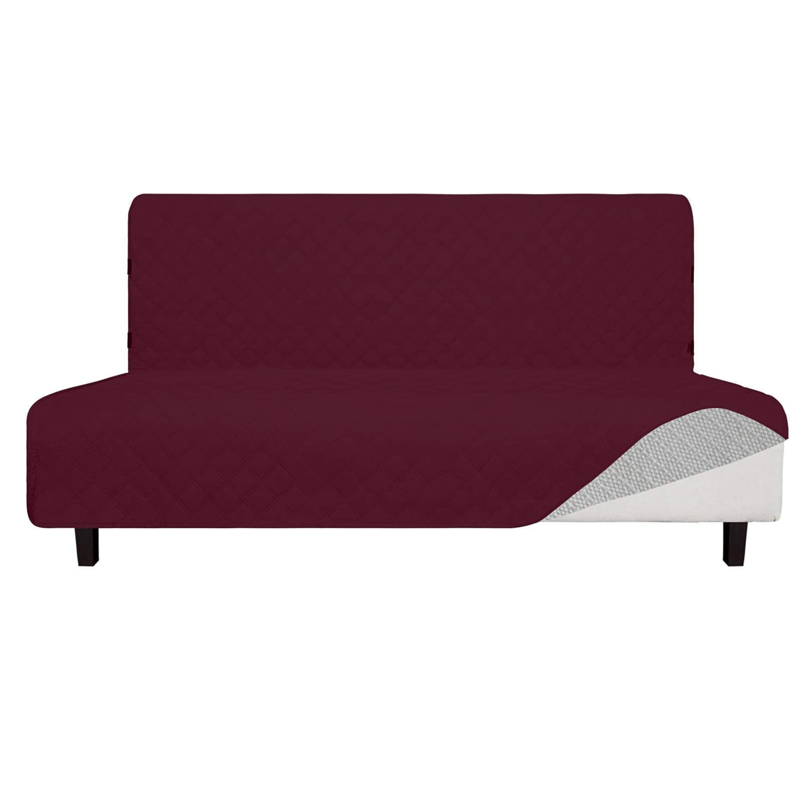 Wine Futon Sofa Slipcover Waterproof No-Stitching Pets Kids Dog Cat Protector
