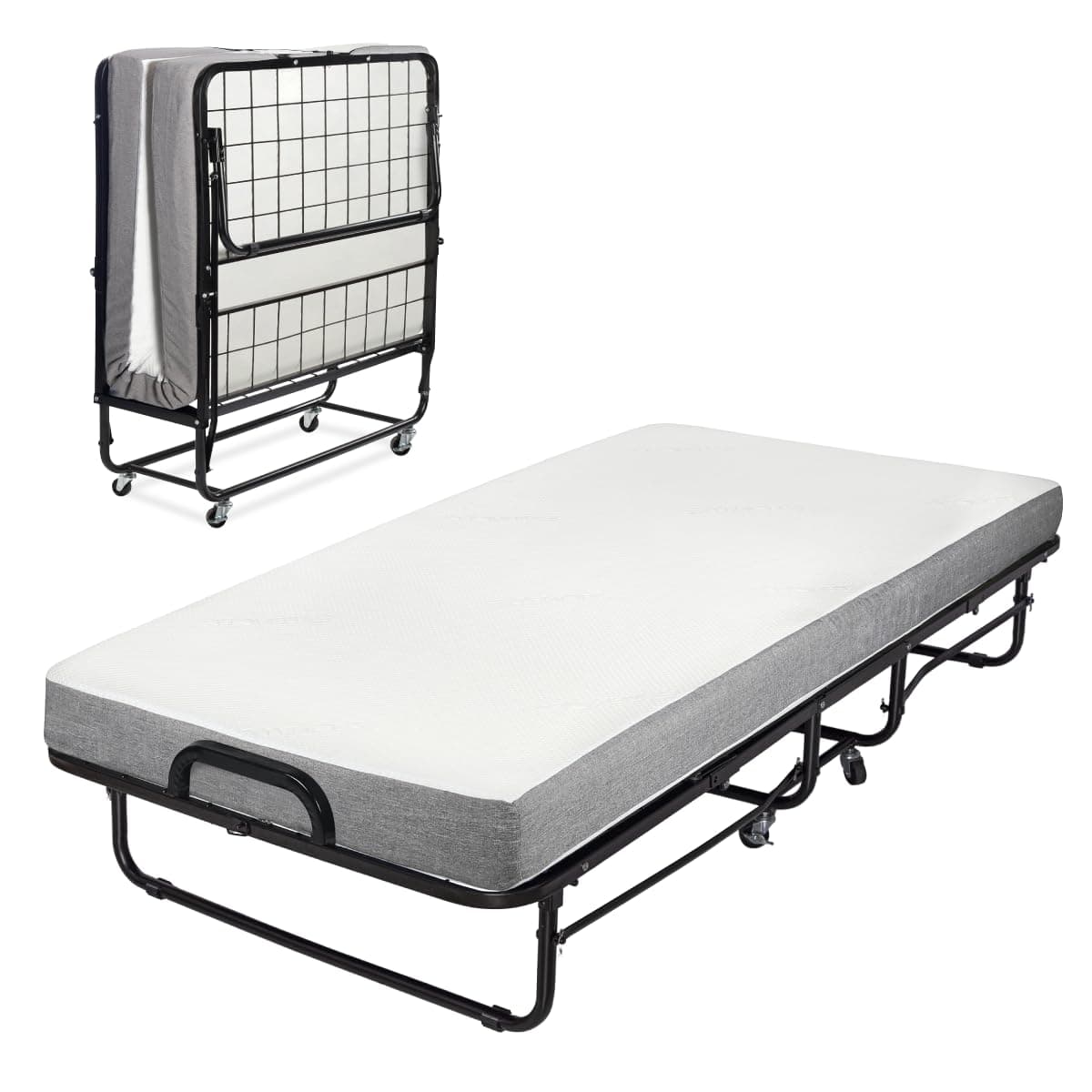 Milliard Diplomat Cot Size Folding Bed with Memory Foam Mattress