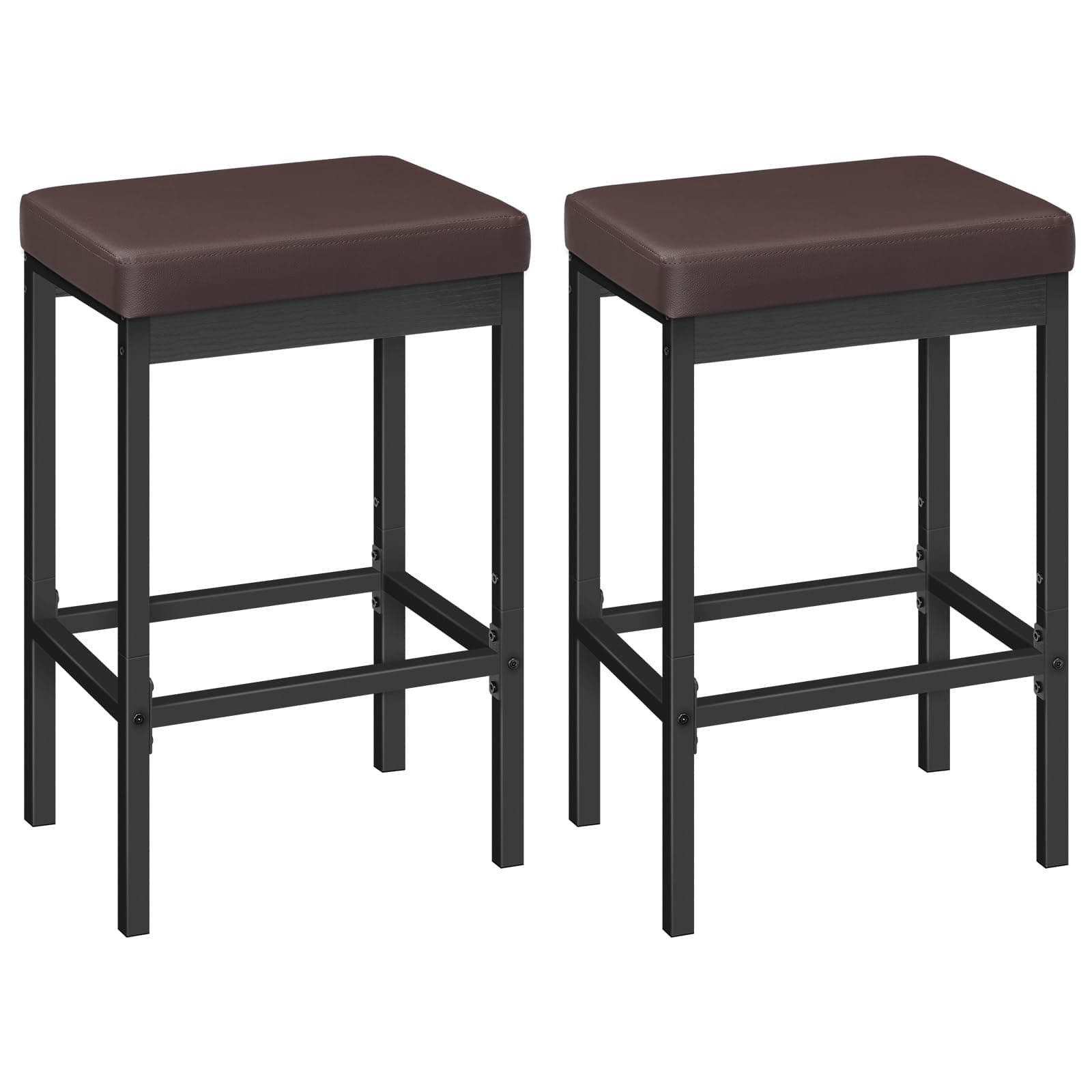 HOOBRO Brown & Black Bar Stools, 24.8" High, Kitchen & Dining Room Chairs BC21BY01
