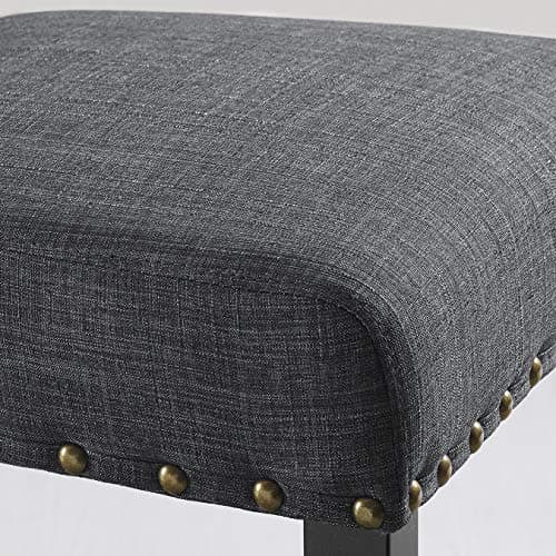 Biony Gray Fabric-Stuffed Counter Height Bar Stools with Nailhead Trim