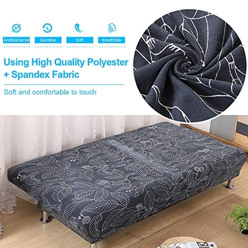 Armless Futon Slipcovers Stretch Sofa Bed Cover with Printed Design