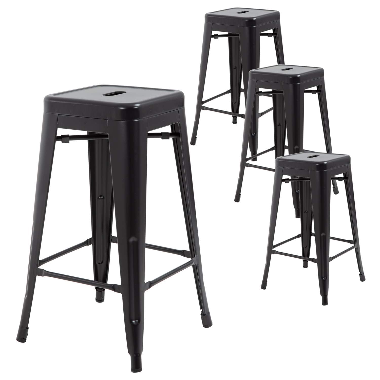 FDW Black Counter Height Metal Bar Stool Set of 4 (30")