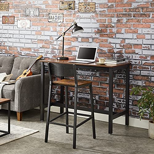 VASAGLE Rustic Brown & Black Industrial Bar Stool Set ULBC070B01